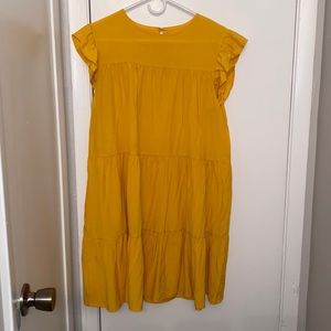 Shein Tiered Yellow Dress with Ruffles on Sleeves